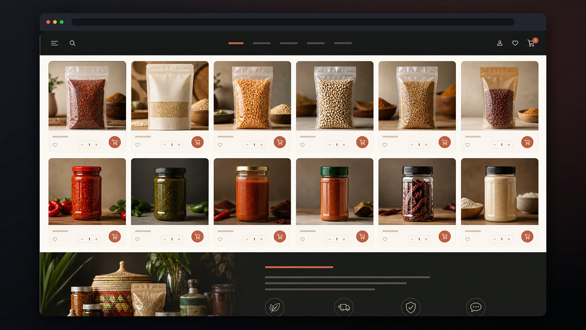ZimFoods online store showing product browsing and shopping controls