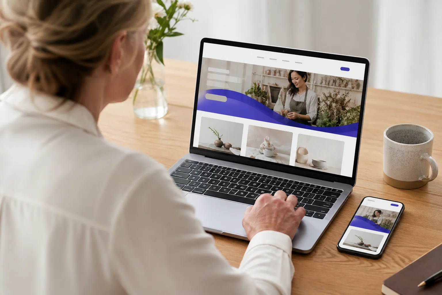 Business website displayed clearly on a laptop and phone