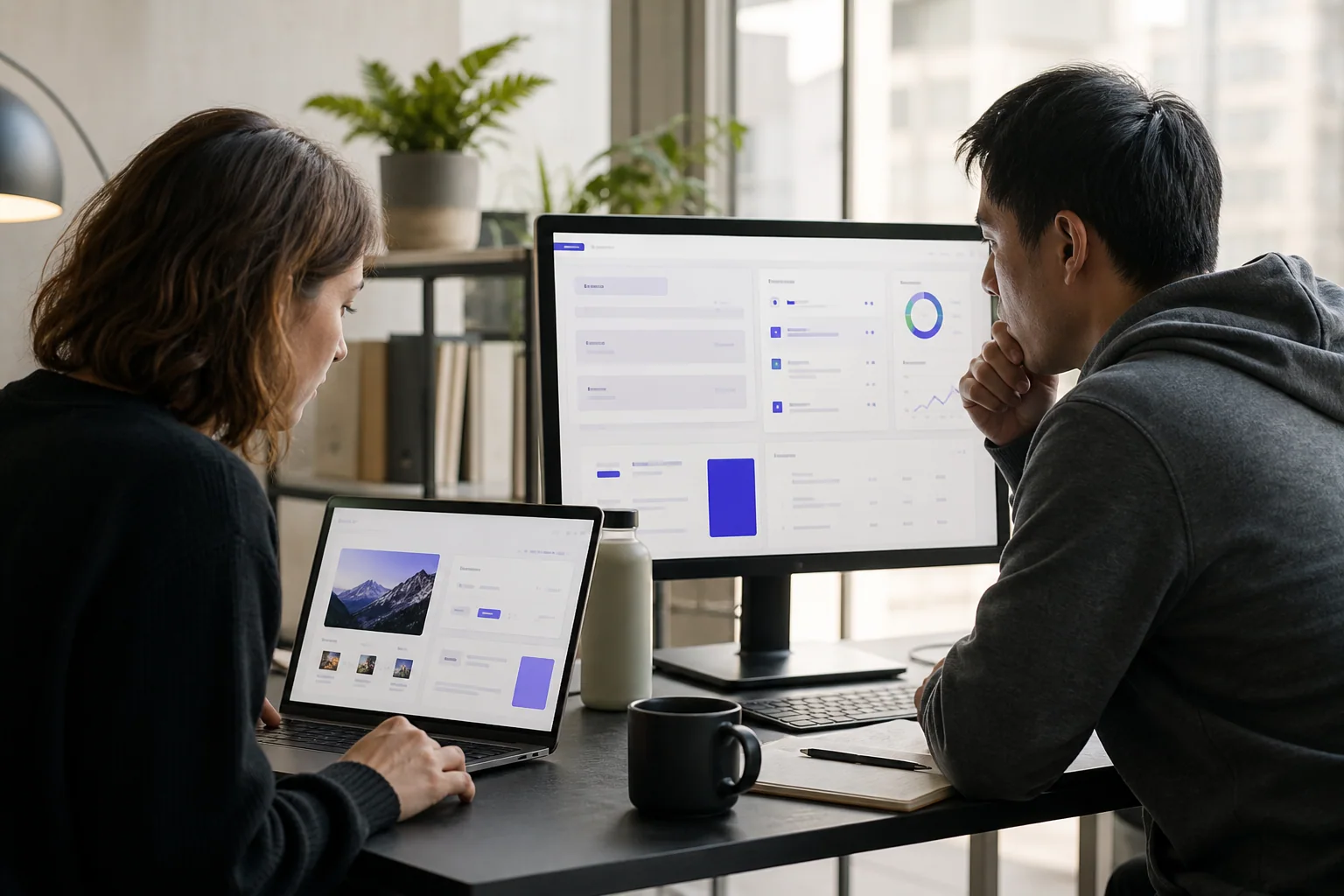 Software engineers building and testing a practical web product