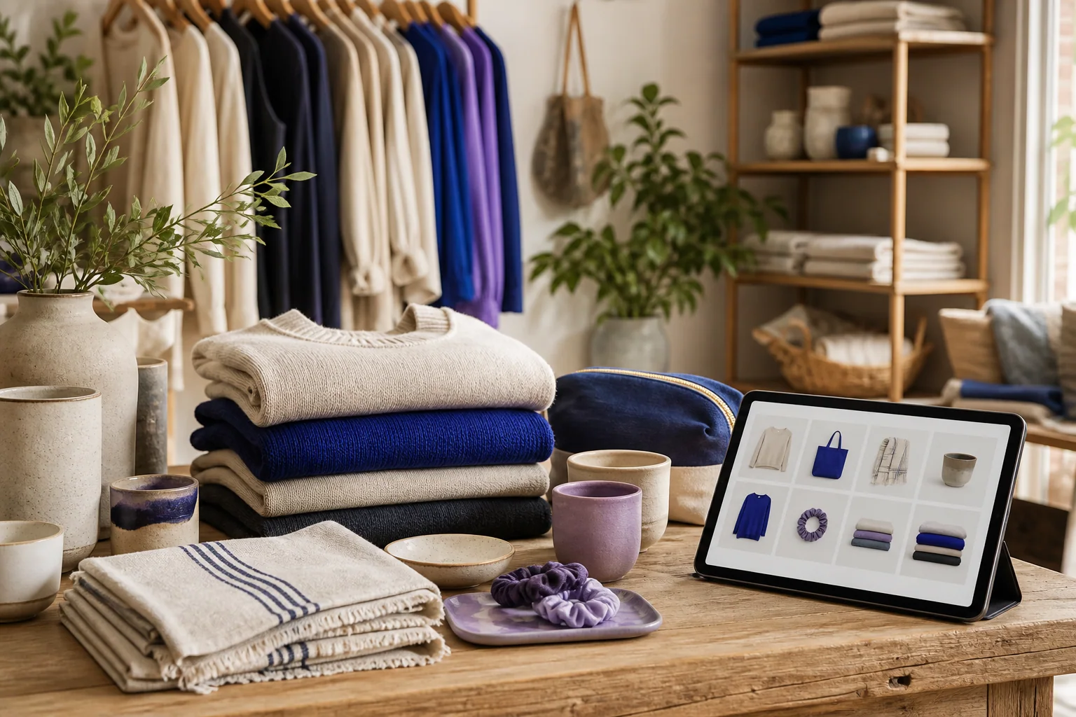 Independent shop products displayed beside an online catalogue
